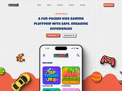 Mini Play Worlds - A landing page game kids kids game landing page landing page desing mini game mini play world mobile mobile game saas saaslanding webdesign website