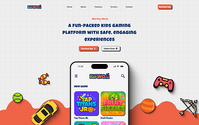 Mini Play Worlds - A landing page game kids kids game landing page landing page desing mini game mini play world mobile mobile game saas saaslanding webdesign website