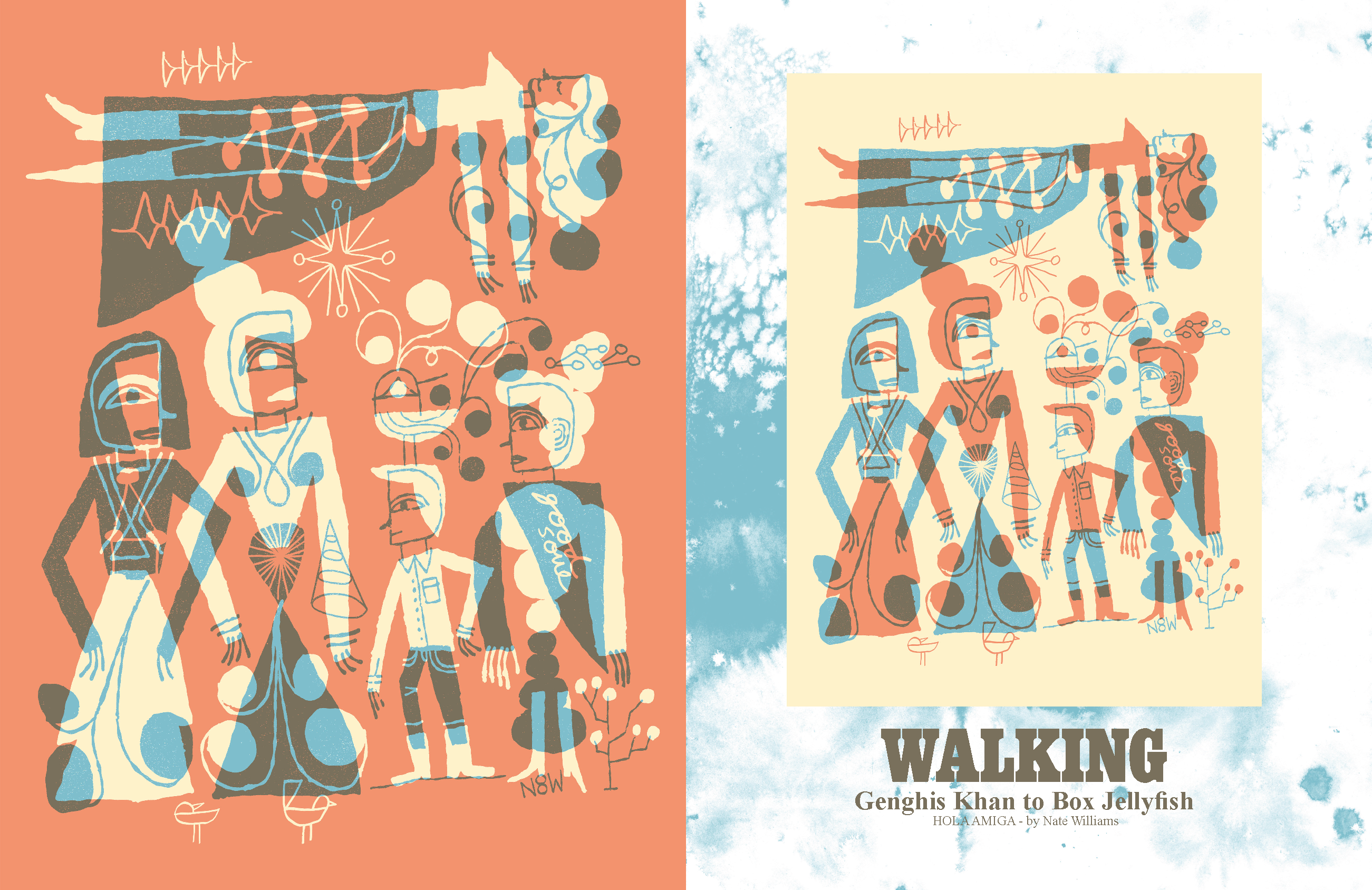 Walking handdrawn illustration lettering