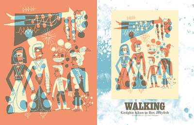 Walking handdrawn illustration lettering