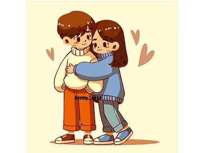 Cartoon Boy and Girl Hugging body care cartoon character charity compassion emphaty good graphic design grief helping humanity kind love positive self stay together trouble upset