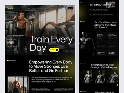 Gym & Fitness Website coach design fitness gym health landing page muscle sports strong trainer ui ux website workout