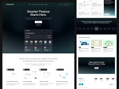 Quantiflow - Finance Animation Landing Page 3d analytics animation animation landing page b2b cansaas finance interface landing page payment saas saas landing page ui ux