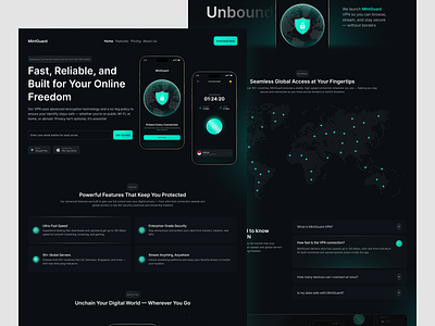 MintGuard – Modern VPN Landing Page for Digital Privacy clean design dark mode design landing page typography ui ui design uiux ux vpn vpn landing page