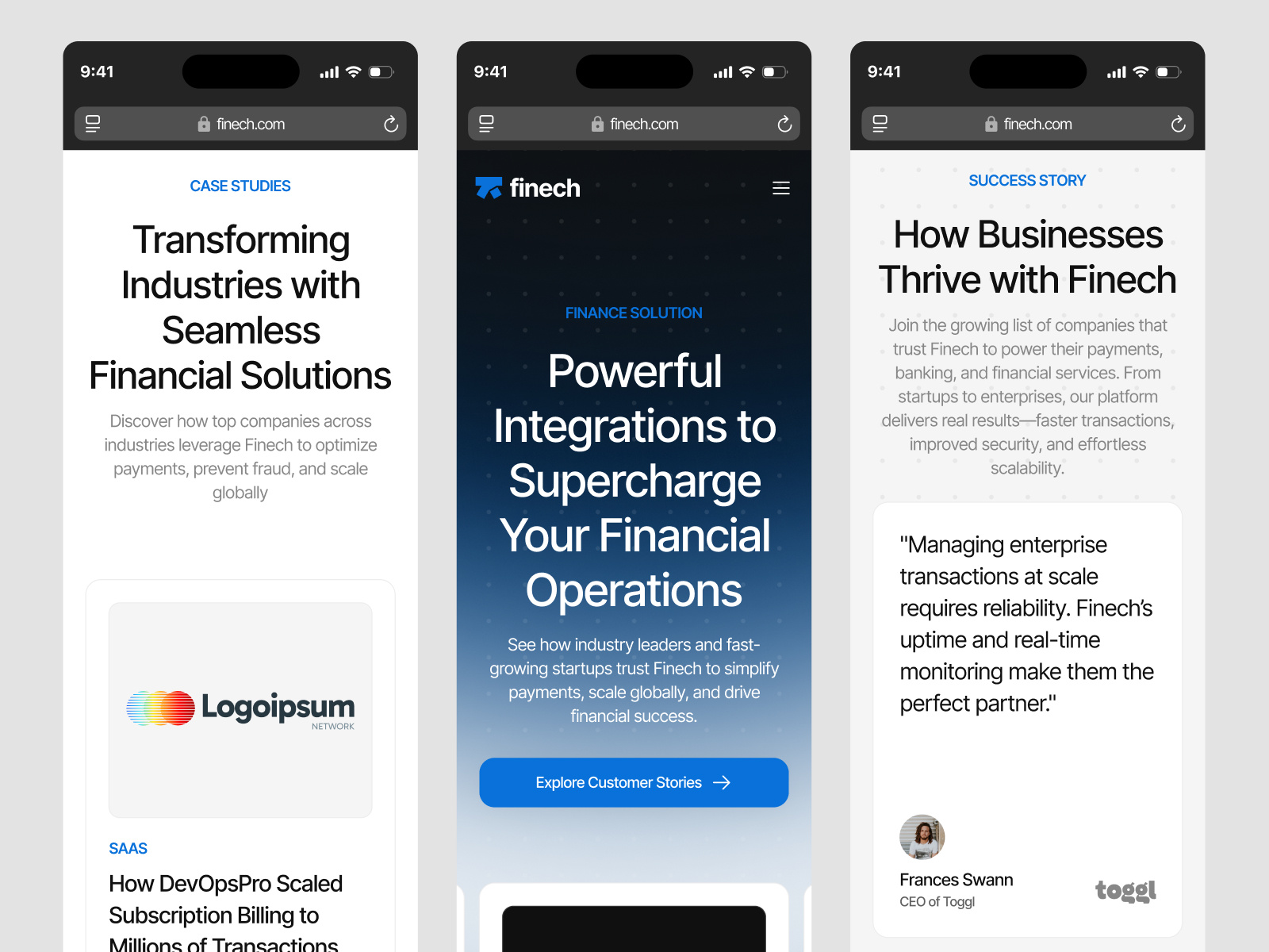 Example of Finance Website Or Landing Page