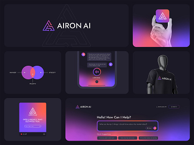 AIRON AI Logo, Branding & UI - Artificial Intelligence, AI Logo ai ai assistant ai companion ai logo app artificial intelligence brand identity branding chatbot chatgpt conversational ai copilot logo modern saas smart assistant software startup tech ui