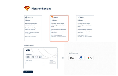 Superman Fan Subscription checkout dailyui designing ui uidesign