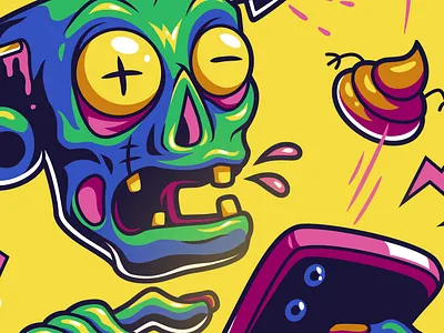 Mindless Scrolling addiction apparel artwork clothing illustration internet social critique social media t shirt zombie