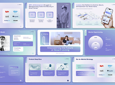 Lumina Smart Home Startup Pitch Deck ai animation branding google slides graphic design keynote pitch deck pitch decks powerpoint presentation purple slides smart home smart living startup pitch deck technology ui visual story telling