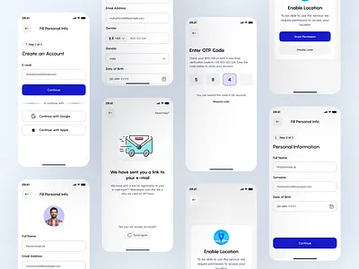Login Signup - Ride Booking Mobile UI create account figma login login page login sign up mobile ui login signup mobile ui mobile app mobile app login design mobile sign up onboarding onboarding flow app ui onboarding sign up otp verification screen registration signup signup page splashscreen taxi booking app ui design welcome screen