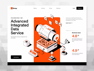 Integr. - Website Animation 3d animation data servis database design illustration internet isometric prototyping server ui uidesign uiux web design website