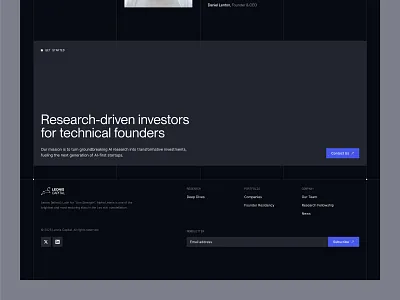 Website Footer & CTA dark flat footer hero section landing layout minimal navigation responsive shadcn shadcnui tailwind webflow webiste