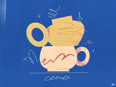 A simple composition branding ceramic coffee composition cup cups design graphic design illustration logo mug mugs scribbles stars tea vector