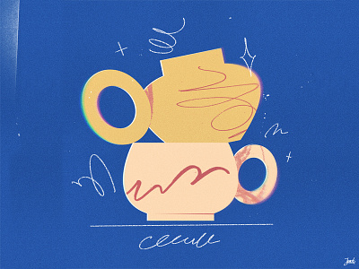A simple composition branding ceramic coffee composition cup cups design graphic design illustration logo mug mugs scribbles stars tea vector