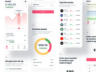 Investment & Stock Trading App UI app design clean design crypto investing dashboard ui data visualization financial planning fintech investment app mobile app mobile design modern ui personal finance portfolio management product design stock market trading app ui uiux design user interface ux design