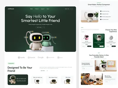 mAIRobot - AI Robot Landing Page ai robot clean design graphic design landing page product design ui uidesigner uiuxdesigner ux uxuidesigner website