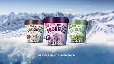 Ice cream packaging and launch campaign - Frostella advertising branding design dessert flavours graphic design ice cream illustration launch campaign marketing mockup packaging