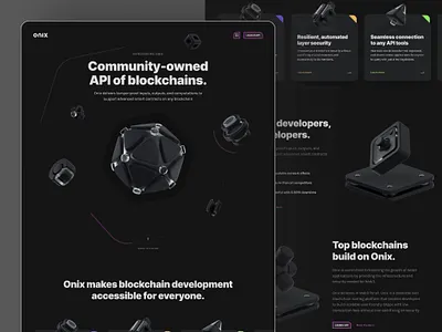 Blockchain API Platform Landing Page api blockchain clean design crypto dark mode decentralized development platform interaction design landing page modern design product design saas technology ui uiux design user interface web design web3