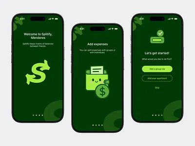 Splitify Onboarding Screens android app branding figma finance fintech flat ios iphone mobile split ui ux