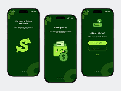 Splitify Onboarding Screens android app branding figma finance fintech flat ios iphone mobile split ui ux