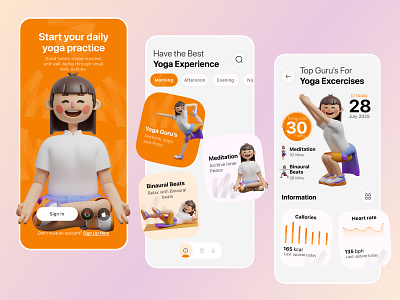 Yoga and Meditation App with 3D Character digital product