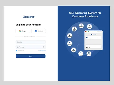 Minimal Login UI for DexKor – Customer Success Platform cleandesign customerexperience dashboardlogin designsystems dexkor figmadesign loginform loginpage minimalui productdesign saasui uidesign uiinspiration userinterface uxdesign uxforsaas webappui