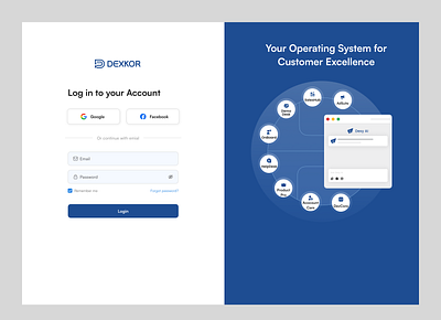 Minimal Login UI for DexKor – Customer Success Platform cleandesign customerexperience dashboardlogin designsystems dexkor figmadesign loginform loginpage minimalui productdesign saasui uidesign uiinspiration userinterface uxdesign uxforsaas webappui