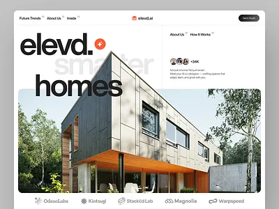 Elevd.AI – Smart Living Landing Page architecture branding clean design exploration homepage smart living ui uidesign web web design website