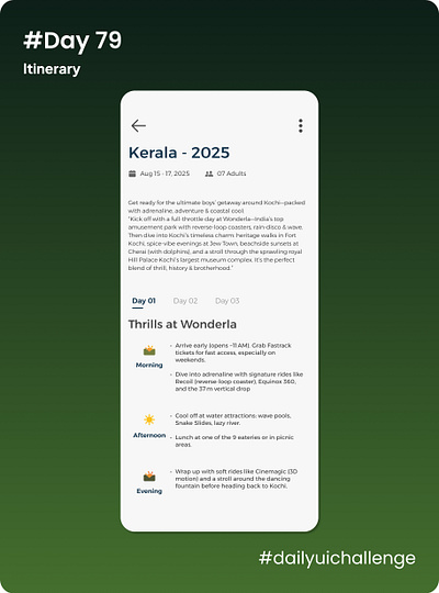 DailyUI 079 - Itinerary dailyui079 dailyuichallenge design ui uiux ux