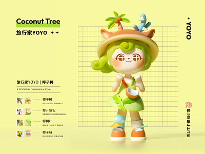 Traveller YOYO—IP (Mascot)—Coconut Tree 3d c4d coconut coconut tree illustration 张小哈