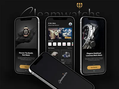 A Stylish App for Stylish Watches app design black app design black ui design luxury watches ui ux design watches app design