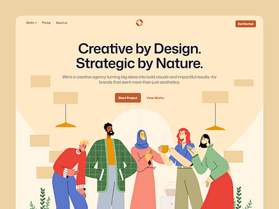 Nomi - Creative Agency Hero Section agency colorful community creative culture design flat friendly fun hero sectino homepage illustration minimal modern office people playful ui ux website