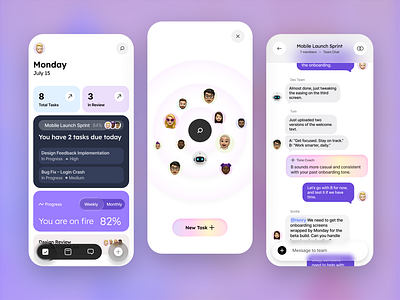 Monark - Task Manager app branding calendar chat drop emoji flat glass glassmorph icon ios liquid liquid glass messenger tabbar task ui ux