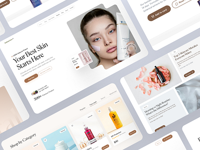 Radientglow- Skincare Landing page beauty beauty care beautywebsite branding clean beauty cosmeticswebdesign design ecommercedesign elegant ul hero section landing page organic beauty selfcaredesign skincare skincare webistes skincareui uiux website website design wellnessui