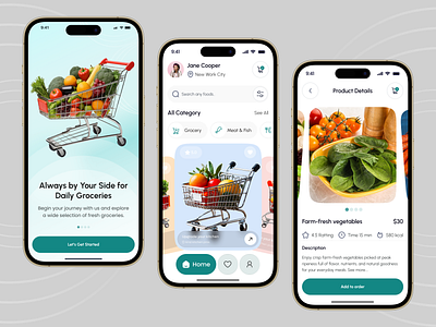 Grocery Mobile App cart delivery delivery app ecommerce fruits grocery grocery app grocery delivery app grocery market mobile mobile app super market vegetables