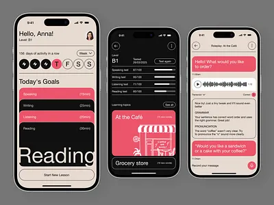 AI-Powered Language Learning Assistant ai assistant app design application design application ui best app design language app mobile mobile app design mobile app ui mobile ui mobile ui design mobile ux modern app ui personalized learning ui design ui ux design