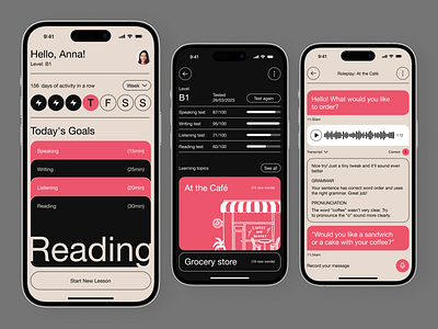 AI-Powered Language Learning Assistant ai assistant app design application design application ui best app design language app mobile mobile app design mobile app ui mobile ui mobile ui design mobile ux modern app ui personalized learning ui design ui ux design