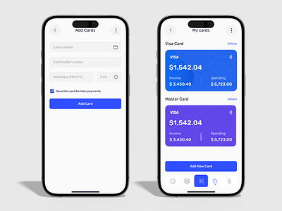 Card Manager UI – Add & Track Your Cards 3d animation branding graphic design logo mobile app mordan acrin motion graphics ui ui uc