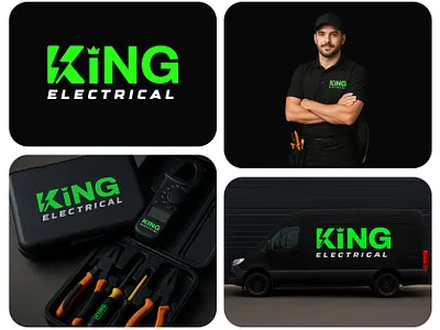 Branding For King Electrical brand identity branding creative logo custom logo electrical logo electrician logo logo design logo designer logo mark minimalist logo modern logo professional logo typography wordmark