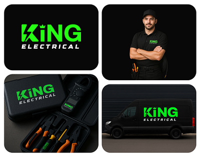 Branding For King Electrical brand identity branding creative logo custom logo electrical logo electrician logo logo design logo designer logo mark minimalist logo modern logo professional logo typography wordmark