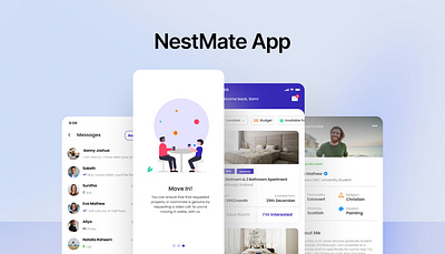 Nest Mate - Roommate finding task made, simpler. branding logo ui