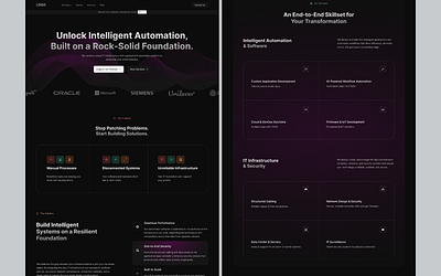 Intelligent Automation & IT Infrastructure Website automation darkmode figma homepage it landingpage saas tech ui ux webdesign
