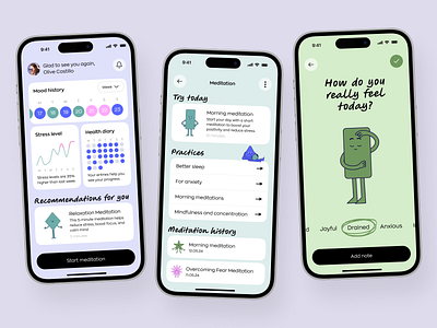 Personal Mental Health Tracker App app interfaces application ui best app design health app healthcare mental health mobile app design mobile app ui mobile ui mobile ux modern app ui mood tracker ui design ui ux design wellness app