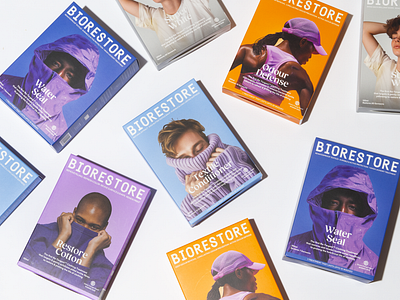 Product Line Packaging for BIORESTORE design graphic design grid layout packaging photography print product type