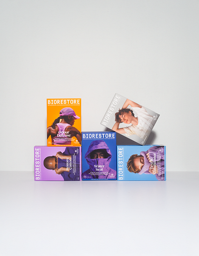 Packaging Product Line for BIORESTORE design graphic design grid layout packaging paper photography print product sustainable typography