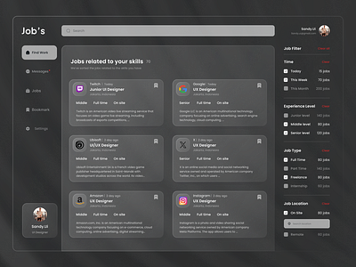 Job's - Website design glassmorphism job minimalist redesign service ui ui design uiux web web design website