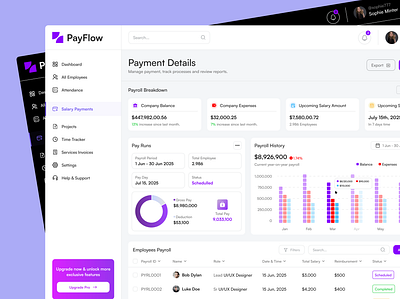 Payroll Dashboard app branding design graphic design illustration interface logo ui ux vector