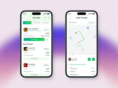Modern - Grocery Mobile App UI/UX - My Order & Order Traking. appui cleandesign deliveryapp design veli ecommerceapp figmadesign groceryapp microinteractions mobileappdesign mobileux modernui online mobile shopping app ordertracking productdesign realtimetracking shoppingapp uiinspiration uiux userinterface uxdesign