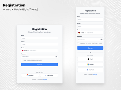 Registration forms adaptive design inputs registration ui