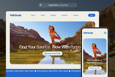 Yoga Studio Landing Page branding desktop graphic design hero home landing page marketing meditation mobile simplicity ui uiux web design website yoga yoga studio zen